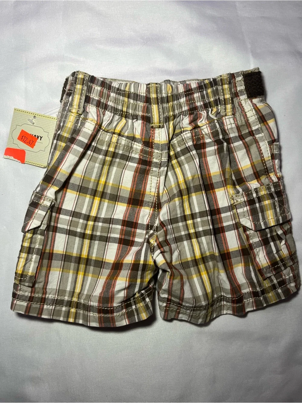 Vintage Old Navy Baby Plaid Chino Shorts with Belt 3-6M Brown NWT